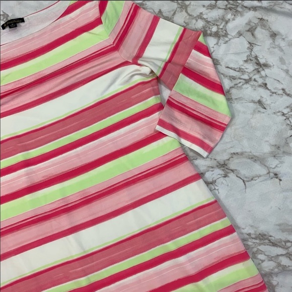 Brooks Brother Pink Green Striped Jersey Dress - Picture 3 of 5